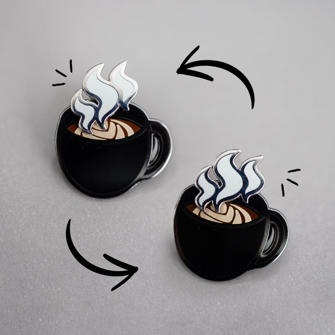 Pin Coffee Interactive Sliding Enamel Pin PIN-COFFEE