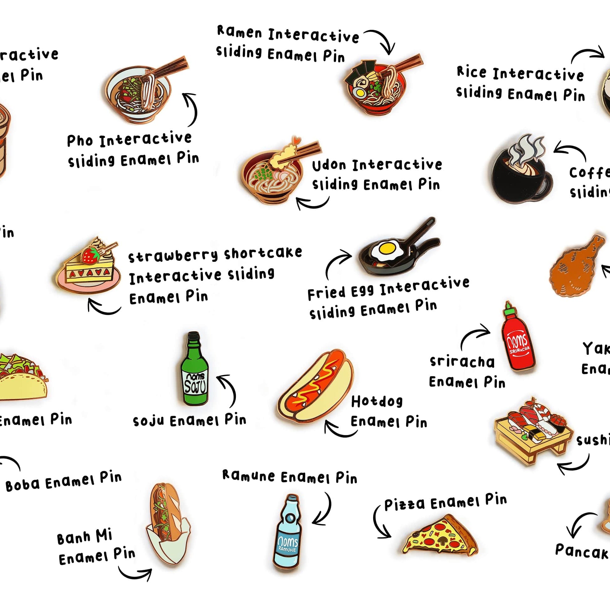 Pin Pho Interactive Sliding Enamel Pin PIN-PHO