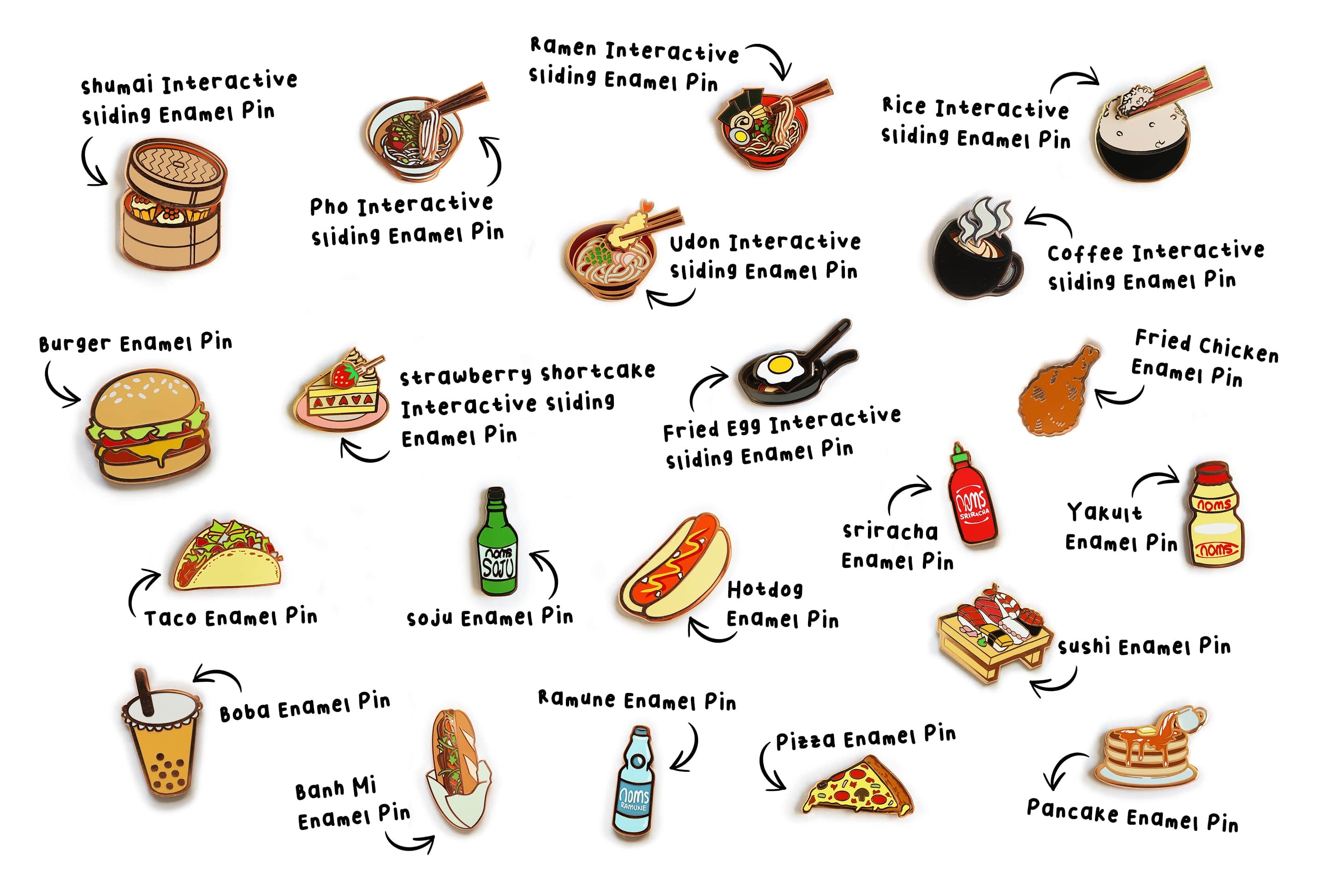 Pin Rice Interactive Sliding Enamel Pin PIN-RICE-