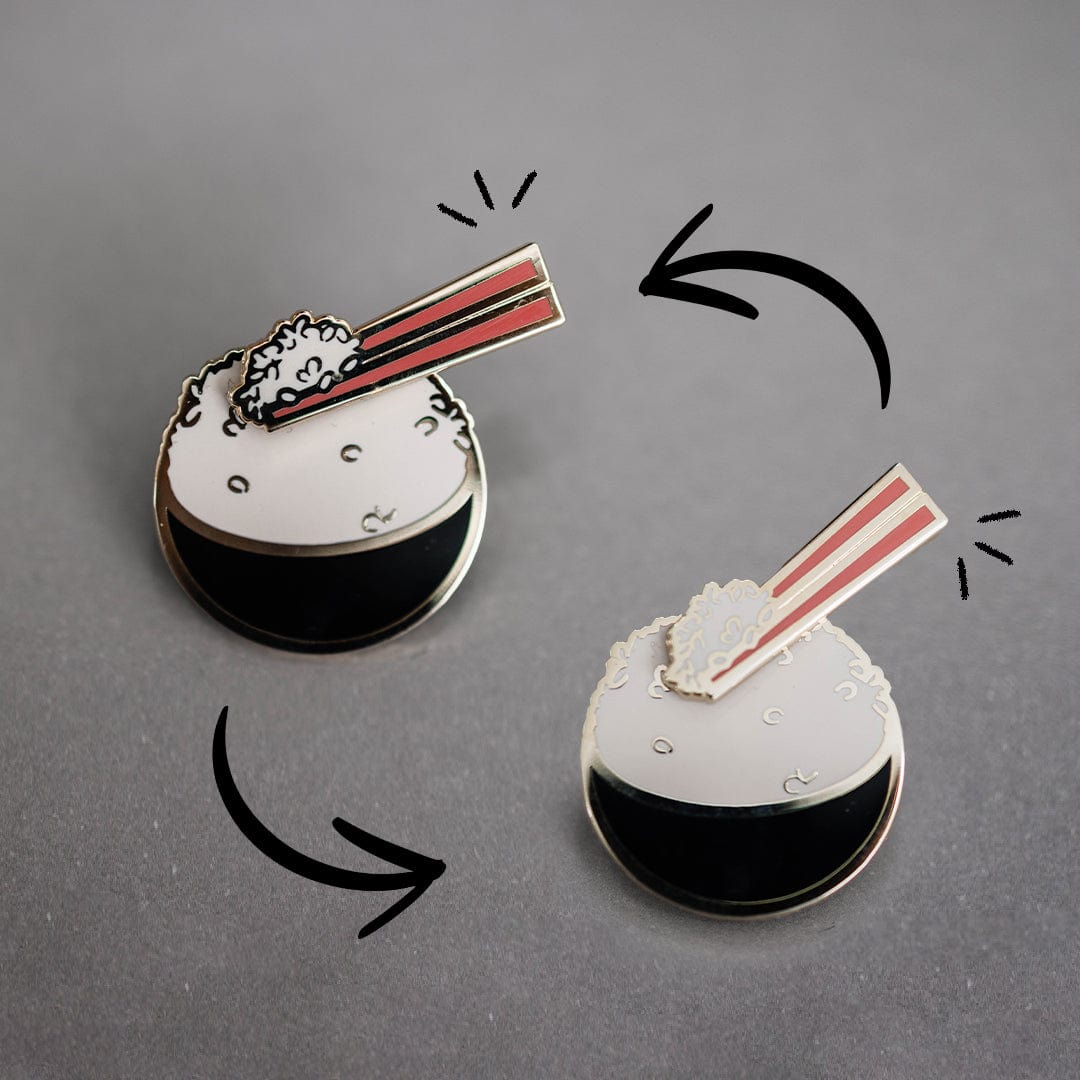 Pin Rice Interactive Sliding Enamel Pin PIN-RICE-