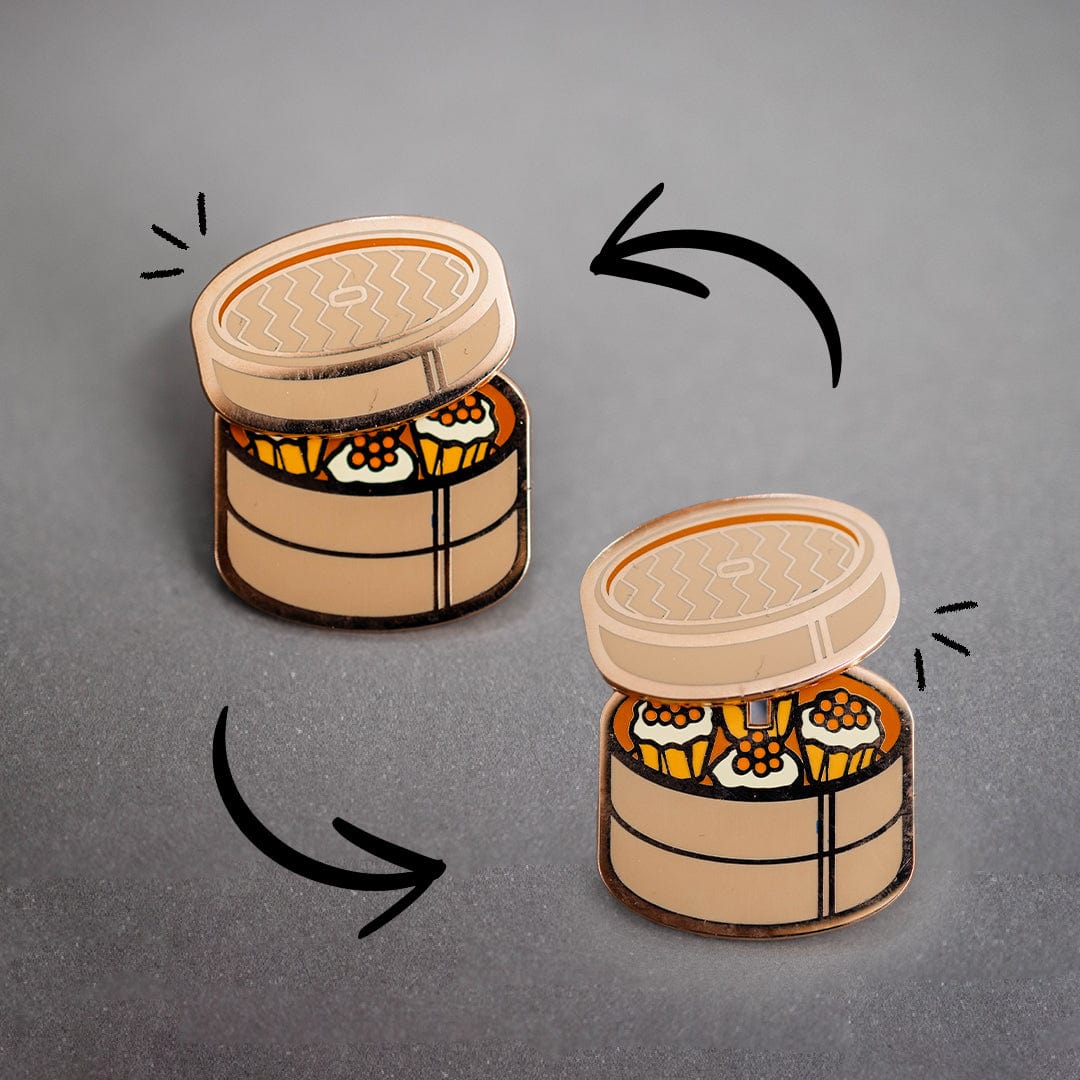 Pin Shumai Interactive Sliding Enamel Pin PIN-SHUMAI