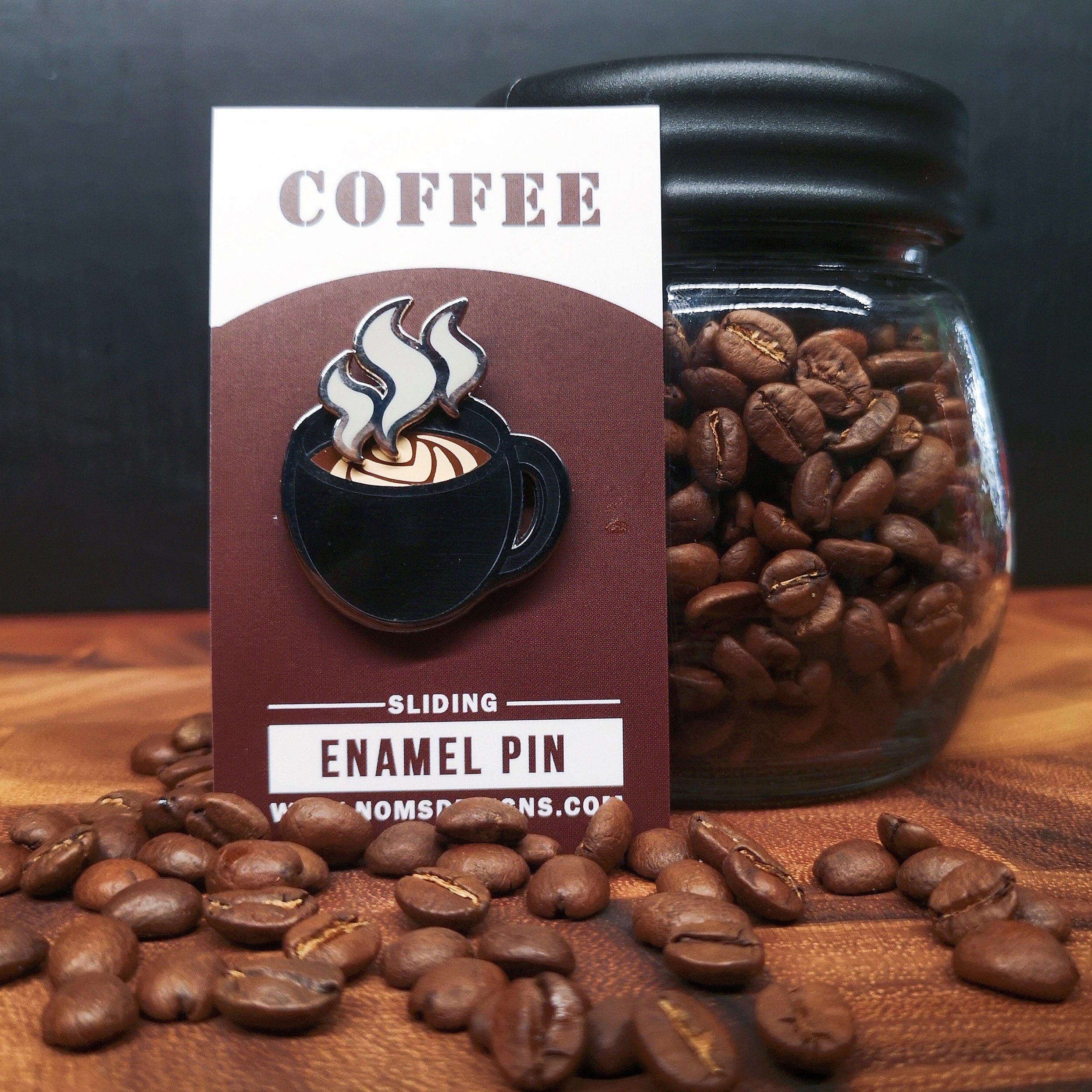 Pin Coffee Interactive Sliding Enamel Pin PIN-COFFEE