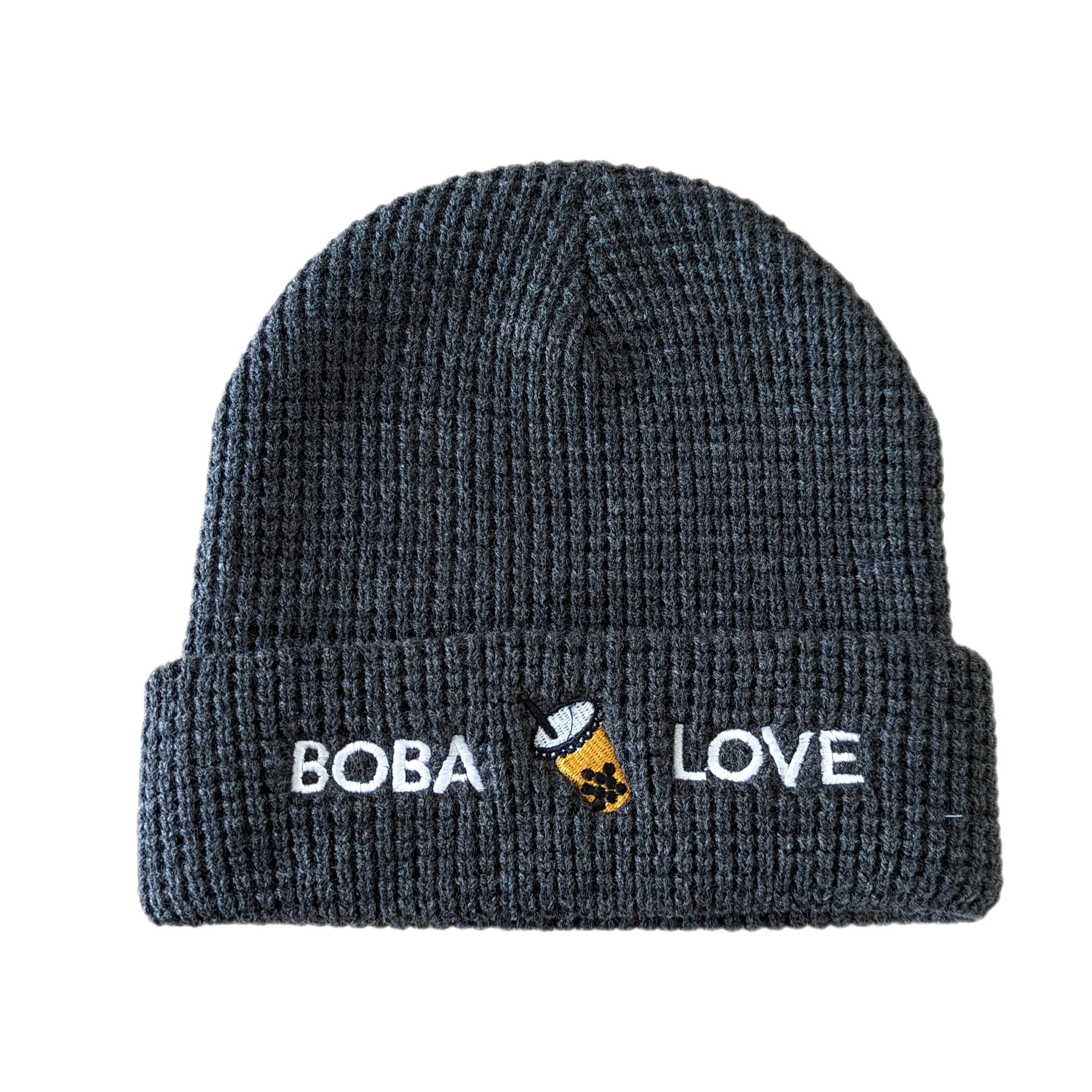 Boba Tea Beanie, Bubble Tea Hat, Black Beanie