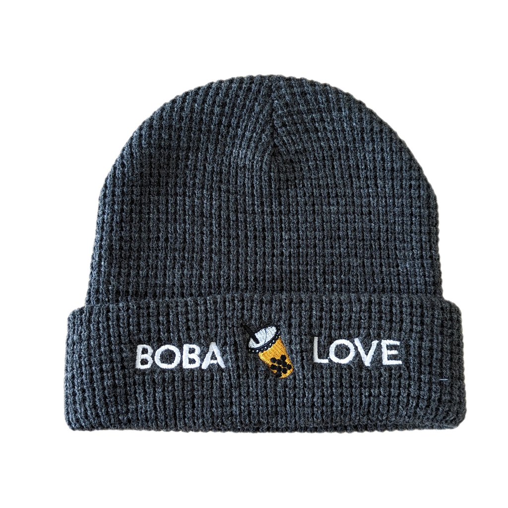 Boba Tea Beanie, Bubble Tea Hat, Black Beanie